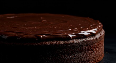 Close Up Of Chocolate Cake With Dark Background A Food Photo