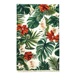 Tropical Beach Towel with Expansive Lush Botanical Isolated on Transparent Background