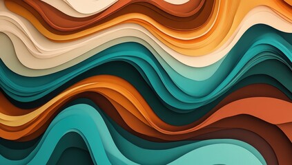 Abstract wavy layers of warm and cool colors