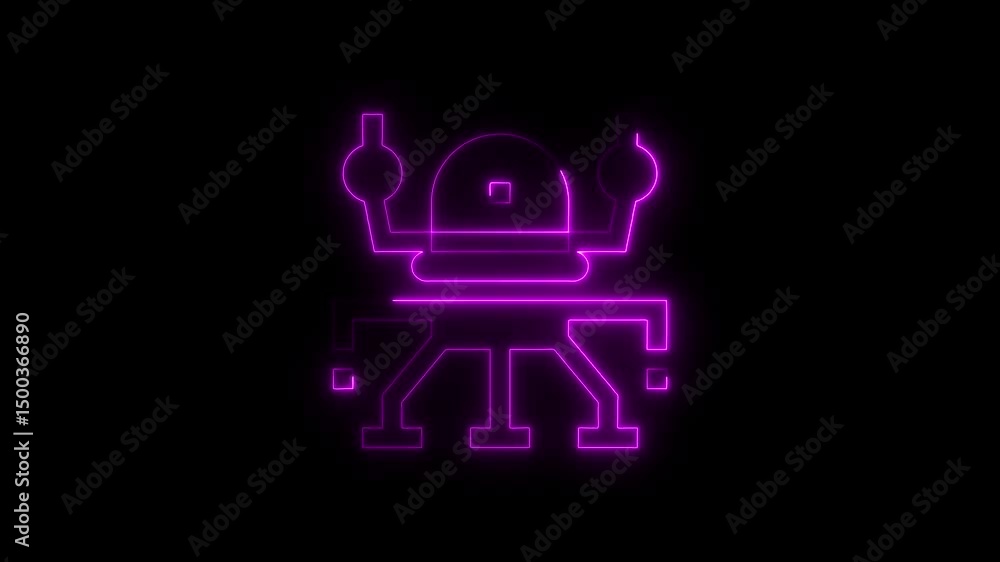 Poster abstract glowing neon robot design against a black background animation