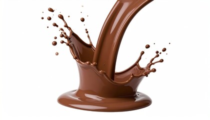 Chocolate splash with white background.