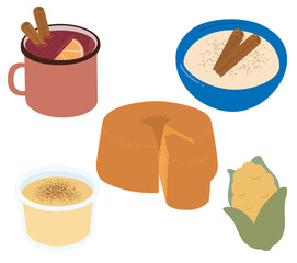 Brazilian traditional june festivities food for Festa Junina set vector illustration