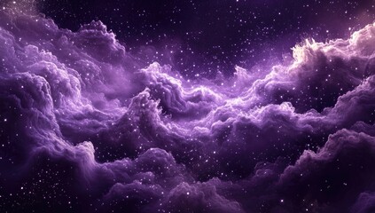 Fototapeta premium Purple cosmic clouds with starry night sky