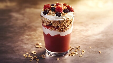 Layered Yogurt Parfait with Berries and Granola
