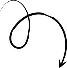Hand Drawn Black Curved Arrow Swirl And Loop Doodle Arrow With Transparent PNG