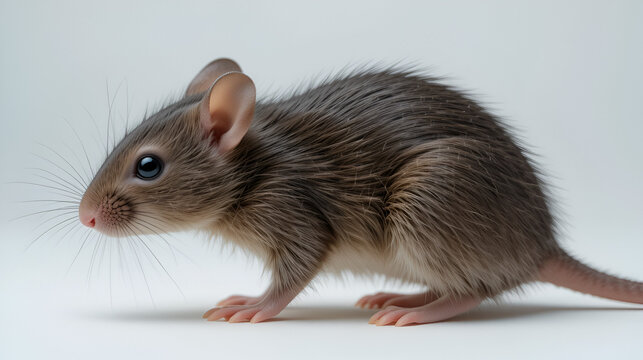 White-footed mouse (Peromyscus leucopus), deer mouse on white background