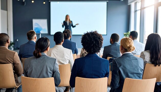 Businesswoman giving presentation.