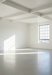 Obraz premium Photo A Bright Empty Interior Room with White Walls Windows and Shadows