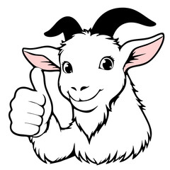 Eid al-Adha icon, mascot or character, goat giving thumbs up, high quality