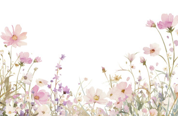 PNG Wild flowers border art illustration watercolor.