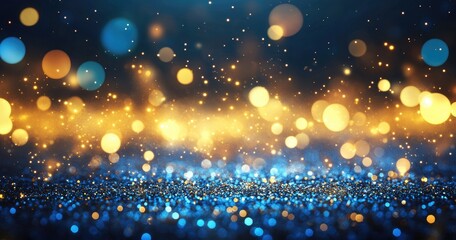 Obraz premium Bokeh lights, gold and blue glitter