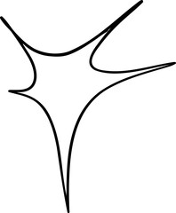 Hand Drawn Four Point Starburst with Elongated Arms