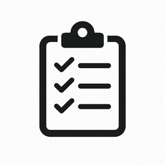 Checklist Icon – Minimal Black Clipboard with Checkmarks