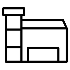 Industrial factory building with chimney outline icon