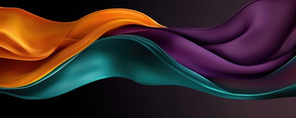 Abstract flowing fabric in orange, teal, and purple