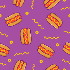 Cute cheese hot dog pattern background vector design