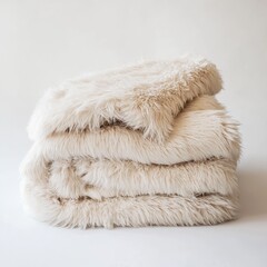 Stacked cream faux fur blanket
