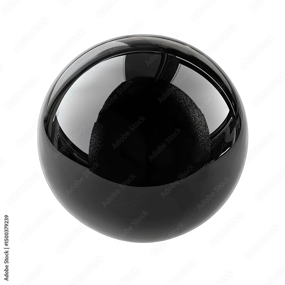 Poster a perfectly smooth black sphere isolated on a transparent background the sphere reflects the light f