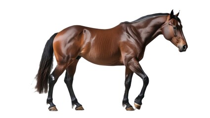 full body of a horse isolated white background