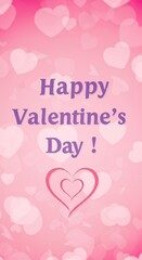 Illustration Of Happy Valentine's Day Pink Hearts Bokeh Background