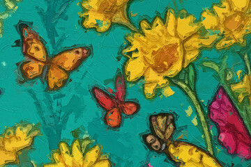 Various oil paintings, flowers, roses, peonies, birds, cats, dogs, chrysanthemums, butterflies, and the ocean world