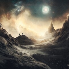 huge building in surreal surrounding