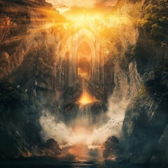 huge building in surreal surrounding