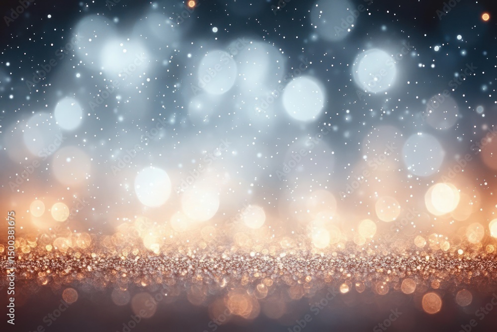 Poster glowing bokeh lights with shimmering sparkles creating a festive and magical atmosphere