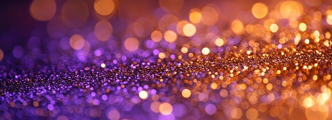 Abstract blurred glitter background in purple and gold