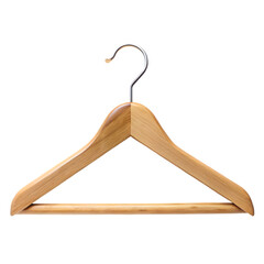 Wooden clothes hanger single piece isolated on white background