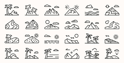 Set of mystical or abstract icons outline icons vector illustration isolated on white background.