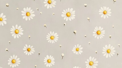 Obraz premium Pattern of white daisies on soft gray background