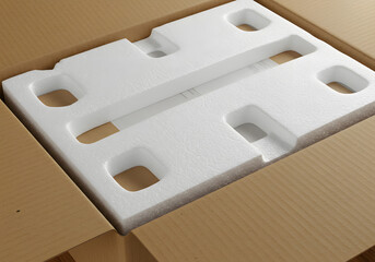 Protective foam insert in cardboard box