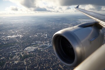 Vista aerea di una citt&agrave; europea da un aereo