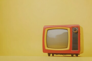 Retro TV on a mustard yellow backdrop