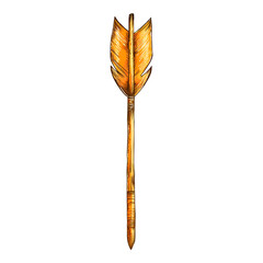 Stylish Arrow with a Hand Drawn Feel in Warm Amber Isolated on Transparent Background