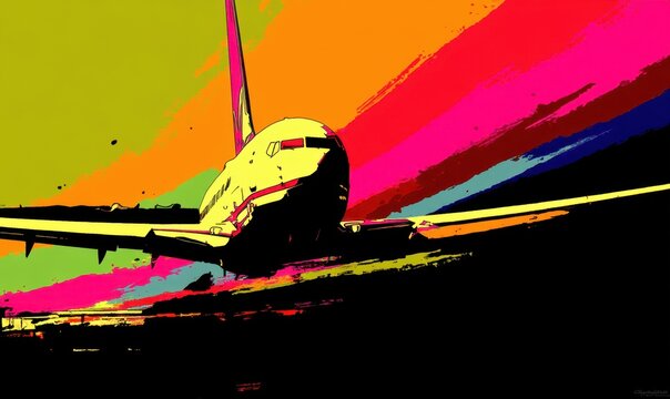 Atterraggio Vibrante: Jet in Stile Pop Art