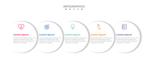 Modern 5 Step Circular Infographic Template with Icons