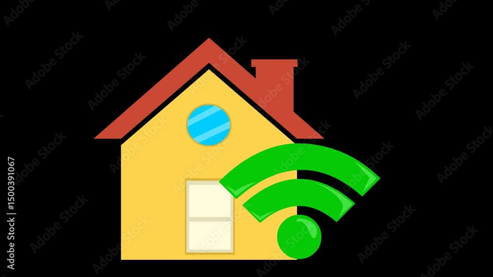 Poster video animation icon automation and smart home concept, on a transparent background with alpha chann