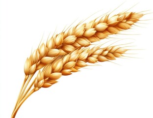 Two golden wheat stalks against white