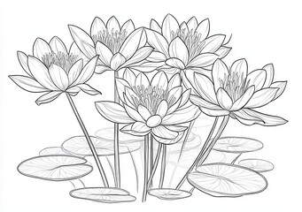 Schizzo di fiori di loto: eleganza monocromatica