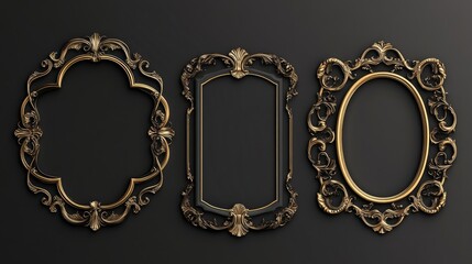 Wavy Scalloped Rectangular and Oval Frames Collection. 