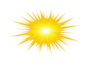 Yellow starburst explosion with rays isolated on transparent background