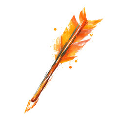 Artistic Arrow with Vibrant Brush Strokes in Aprico Isolated on Transparent Background