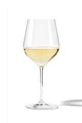 Clear wine glass filled with pale yellow liquid (1)