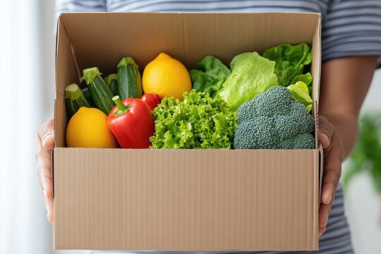 Hands holding a cardboard box filled with fresh produce (2)