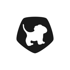 Cute little dog black badge vector in minimal style. Perfect for pet logo, icon, or kids-themed designs. Editable EPS illustration.