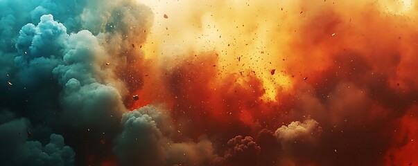 Cosmic explosion, fiery debris, nebula background
