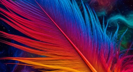 Obraz premium Photo Of A Detailed Colorful Feather With Vibrant Colors On A Dark Background