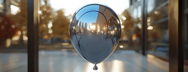 Chrome balloon city sunset.  Website header
